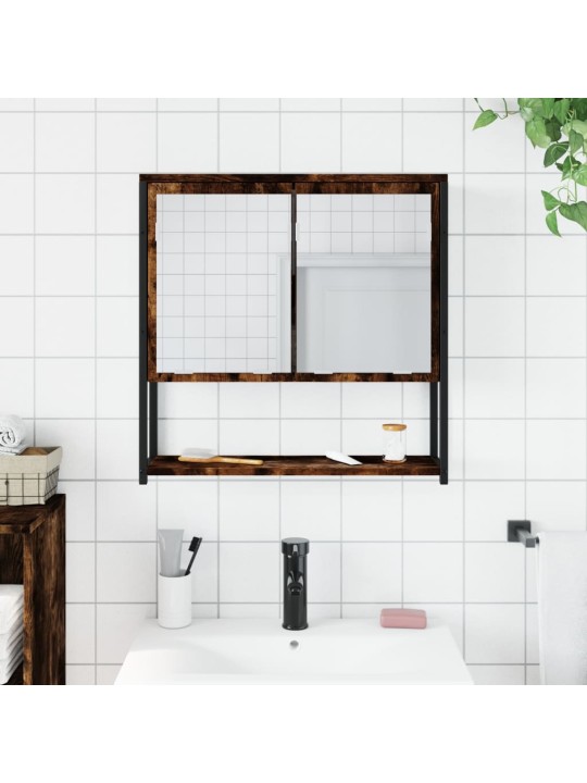 Koupelnová skříňka se zrcadlem kouřový dub 60x16x60 cm kompozit