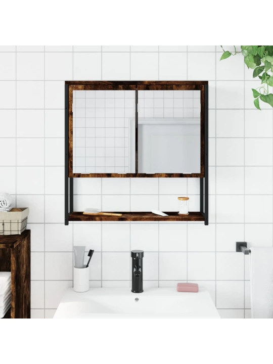 Koupelnová skříňka se zrcadlem kouřový dub 60x16x60 cm kompozit