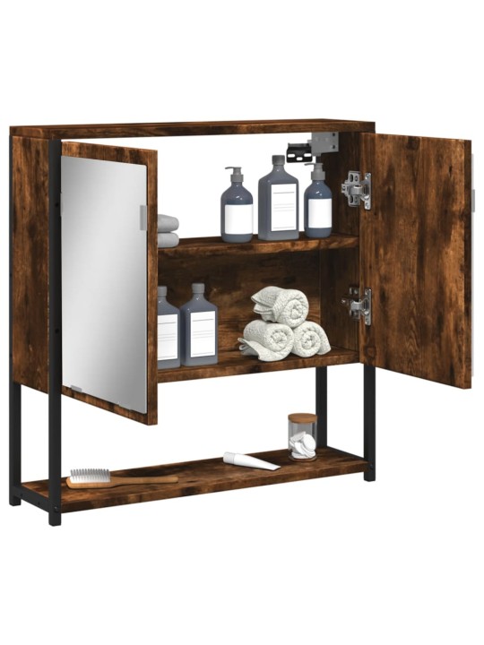 Koupelnová skříňka se zrcadlem kouřový dub 60x16x60 cm kompozit