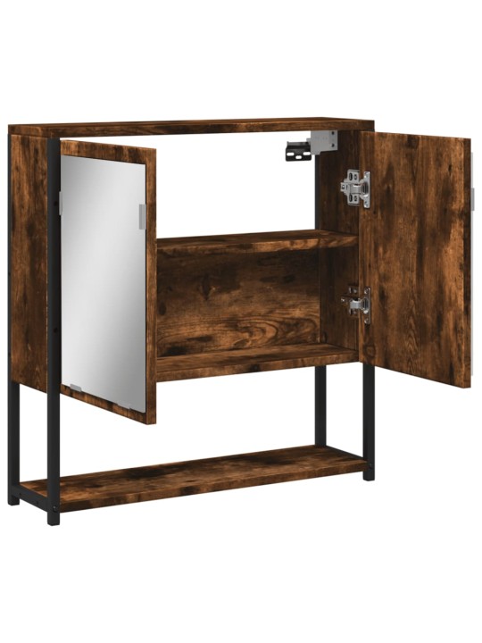 Koupelnová skříňka se zrcadlem kouřový dub 60x16x60 cm kompozit