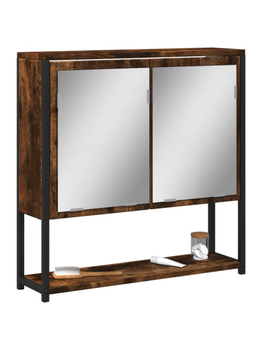 Koupelnová skříňka se zrcadlem kouřový dub 60x16x60 cm kompozit