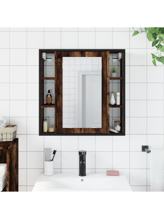 Koupelnová skříňka se zrcadlem kouřový dub 60x16x60 cm kompozit