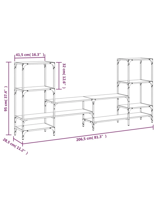TV skříňka dub sonoma 206,5 x 28,5 x 95 cm kompozitní dřevo