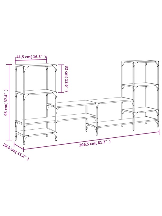 TV skříňka kouřový dub 206,5 x 28,5 x 95 cm kompozitní dřevo
