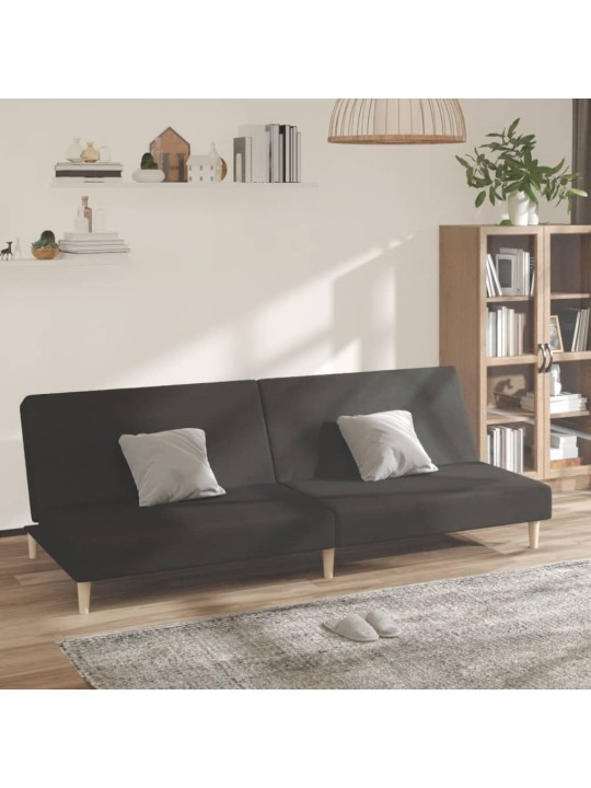 2místná rozkládací pohovka černá textil