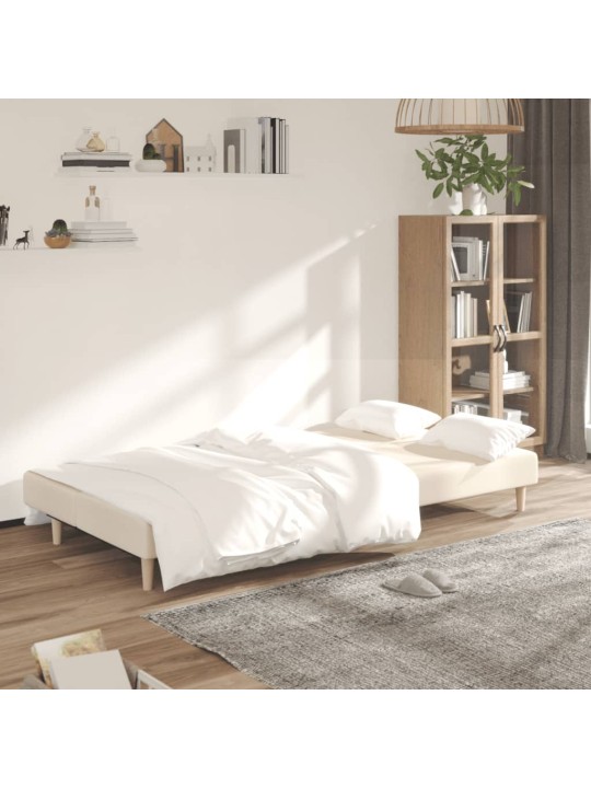 2místná rozkládací pohovka krémová textil