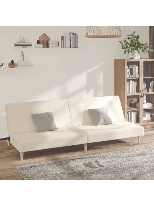 2místná rozkládací pohovka krémová textil