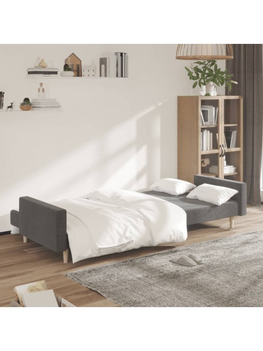 2místná rozkládací pohovka světle šedá textil