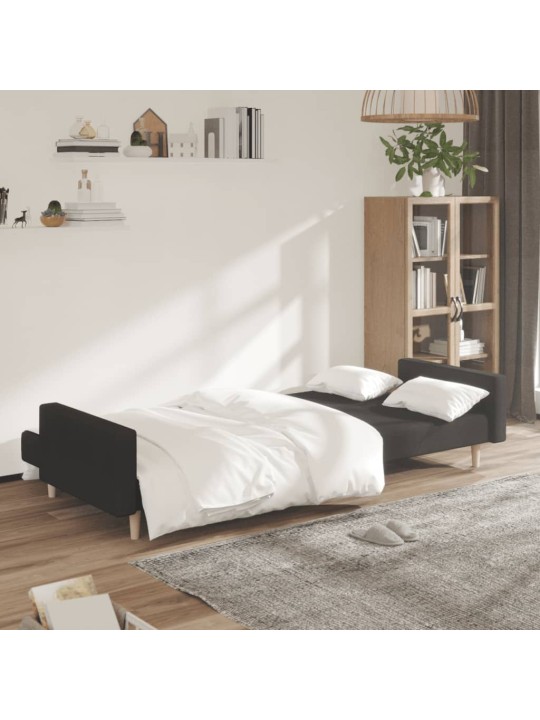 2místná rozkládací pohovka černá textil