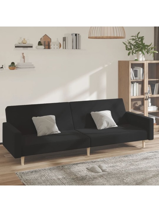 2místná rozkládací pohovka černá textil