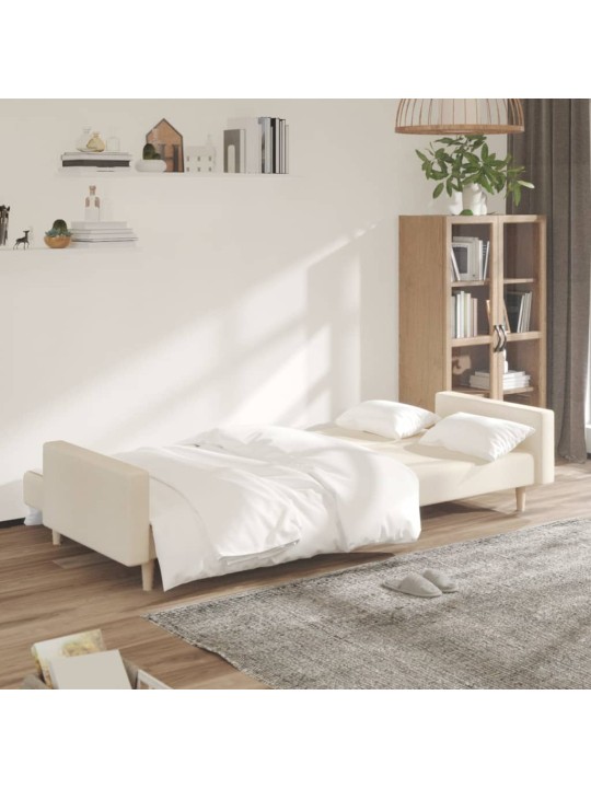2místná rozkládací pohovka krémová textil