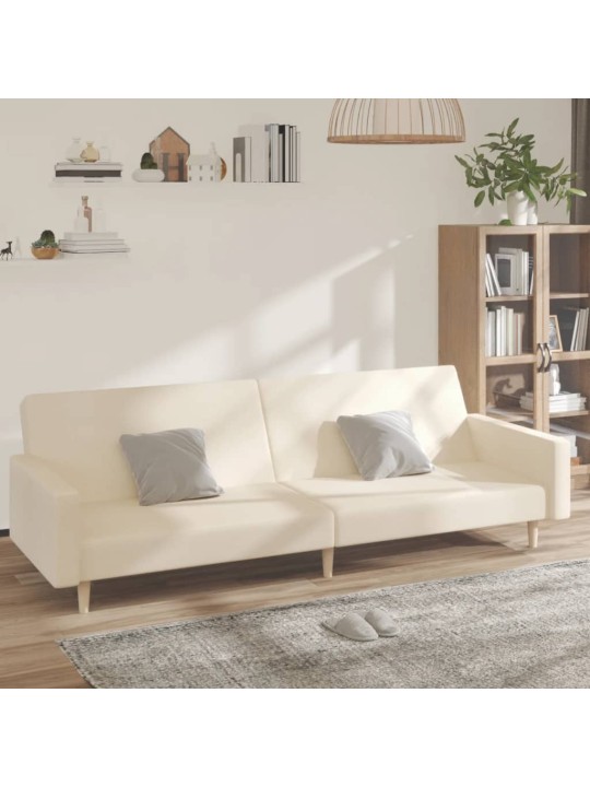 2místná rozkládací pohovka krémová textil