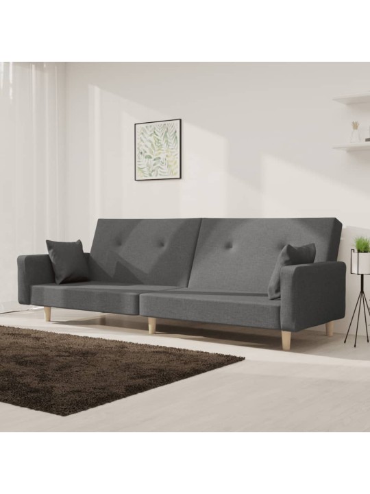 2místná rozkládací pohovka se 2 polštáři světle šedá textil