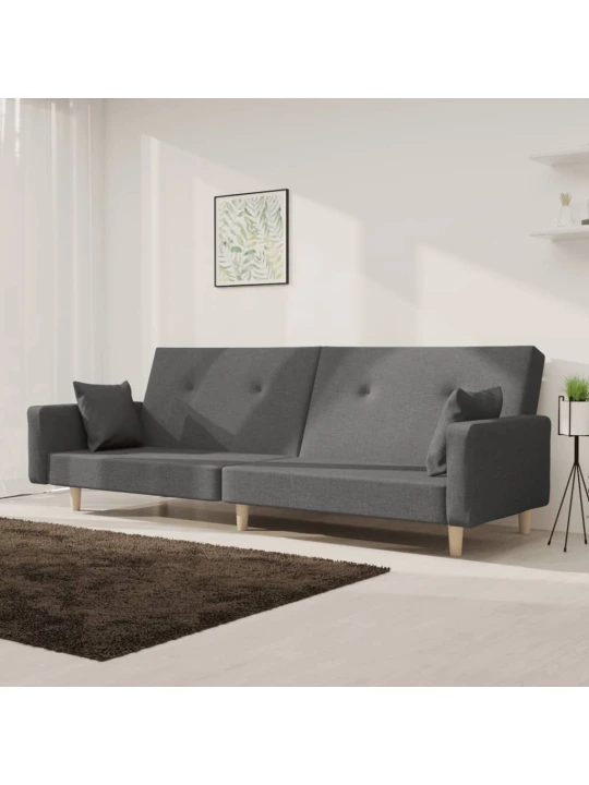 2místná rozkládací pohovka se 2 polštáři světle šedá textil