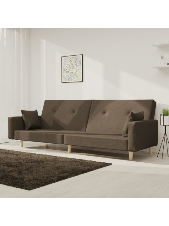 2místná rozkládací pohovka se 2 polštáři taupe textil