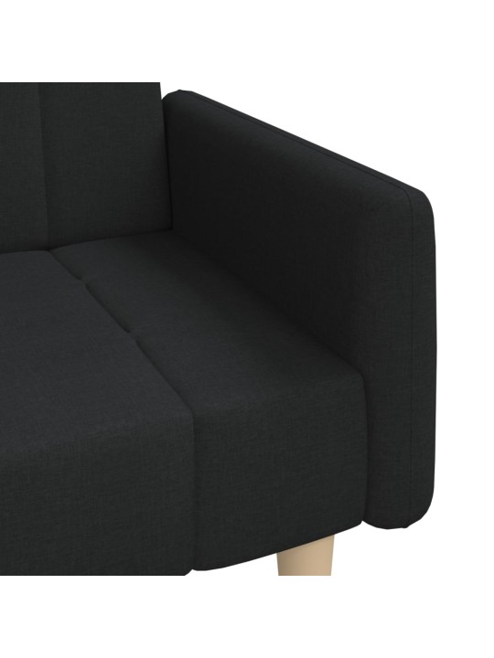 2místná rozkládací pohovka černá textil