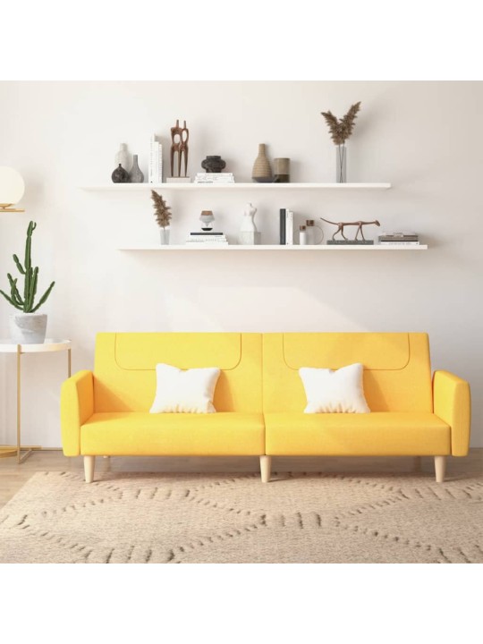 2místná rozkládací pohovka žlutá textil