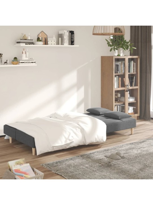 2místná rozkládací pohovka se 2 polštáři světle šedá textil