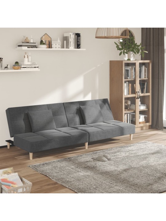 2místná rozkládací pohovka se 2 polštáři světle šedá textil