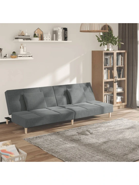 2místná rozkládací pohovka se 2 polštáři tmavě šedá textil