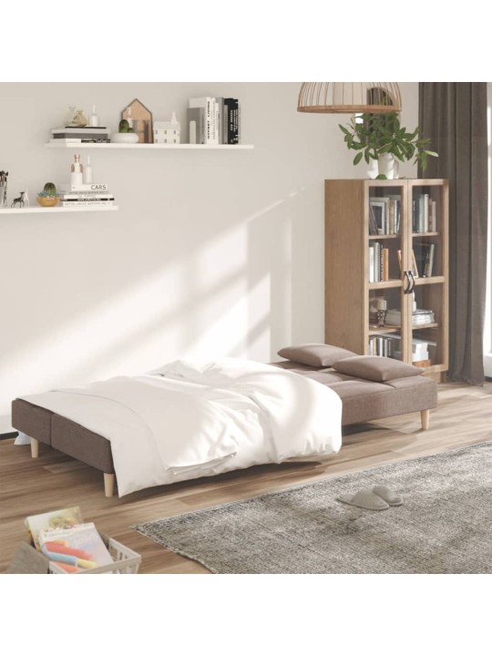 2místná rozkládací pohovka se 2 polštáři taupe textil