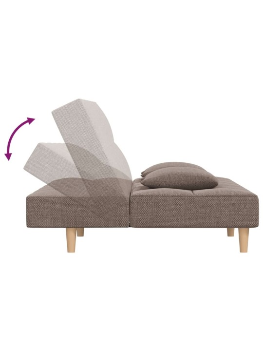 2místná rozkládací pohovka se 2 polštáři taupe textil