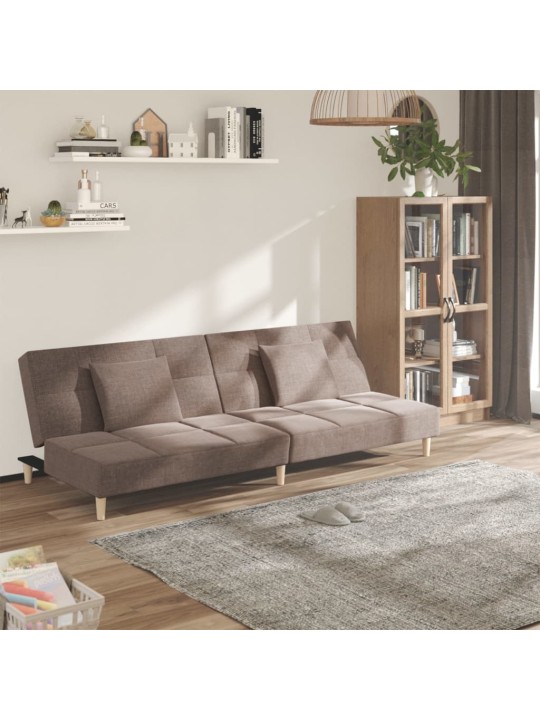 2místná rozkládací pohovka se 2 polštáři taupe textil