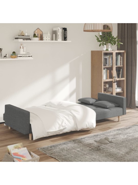 2místná rozkládací pohovka se 2 polštáři světle šedá textil