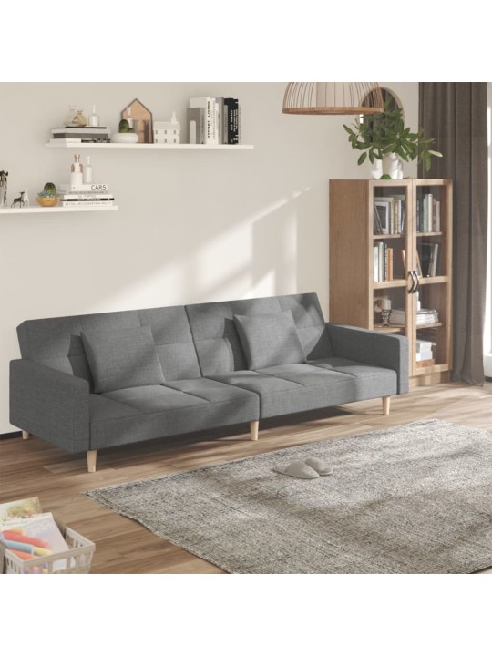 2místná rozkládací pohovka se 2 polštáři světle šedá textil
