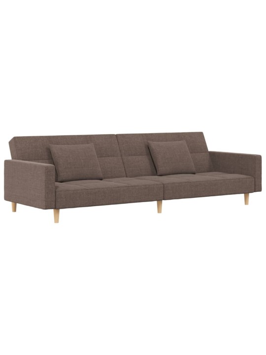 2místná rozkládací pohovka se 2 polštáři taupe textil