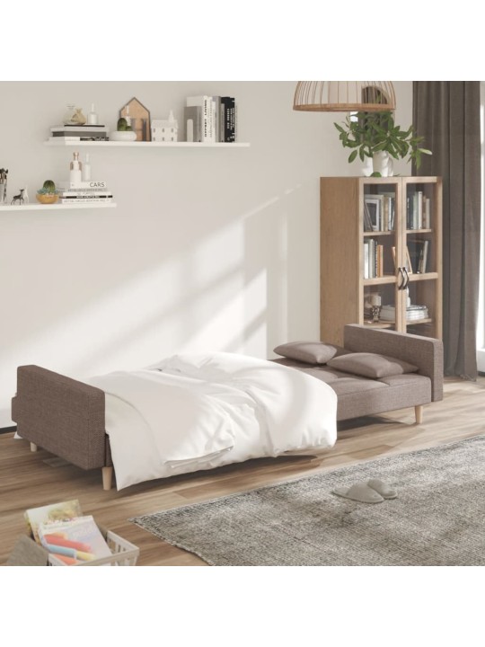 2místná rozkládací pohovka se 2 polštáři taupe textil