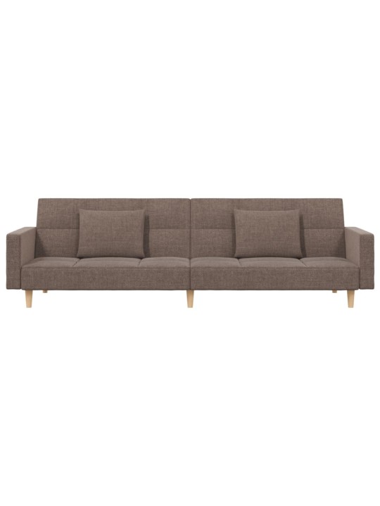 2místná rozkládací pohovka se 2 polštáři taupe textil