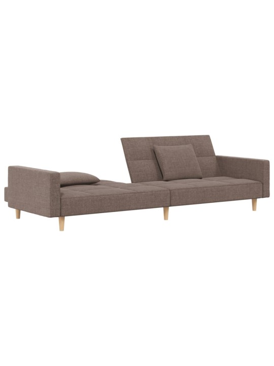 2místná rozkládací pohovka se 2 polštáři taupe textil