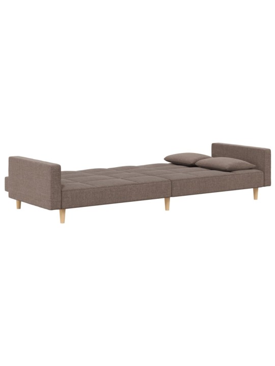 2místná rozkládací pohovka se 2 polštáři taupe textil