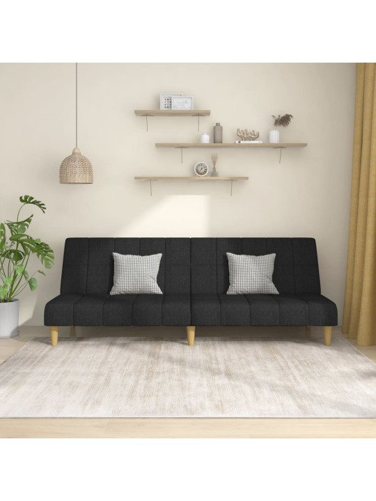 2místná rozkládací pohovka černá textil