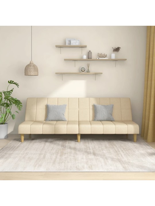 2místná rozkládací pohovka krémová textil