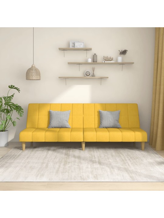 2místná rozkládací pohovka žlutá textil