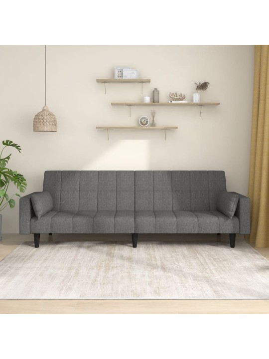 2místná rozkládací pohovka se 2 polštáři světle šedá textil