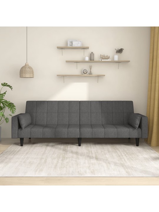 2místná rozkládací pohovka se 2 polštáři tmavě šedá textil