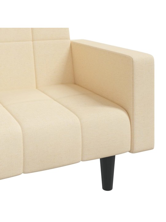 2místná rozkládací pohovka se 2 polštáři krémová textil