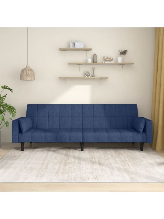 2místná rozkládací pohovka se 2 polštáři modrá textil