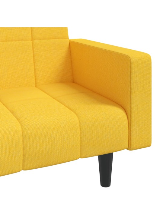2místná rozkládací pohovka se 2 polštáři žlutá textil