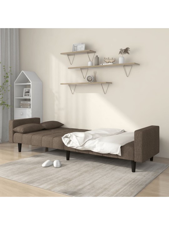 2místná rozkládací pohovka se 2 polštáři taupe textil