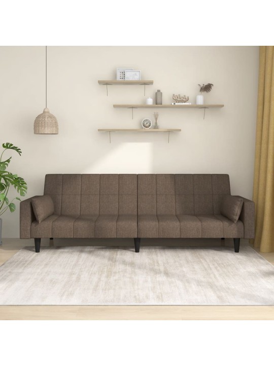 2místná rozkládací pohovka se 2 polštáři taupe textil