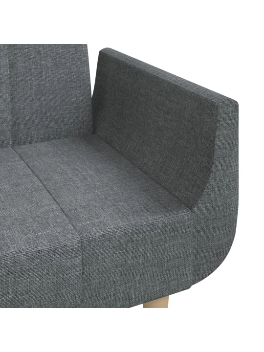 2místná rozkládací pohovka se 2 polštáři světle šedá textil