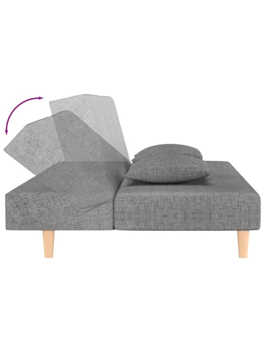 2místná rozkládací pohovka se 2 polštáři světle šedá textil