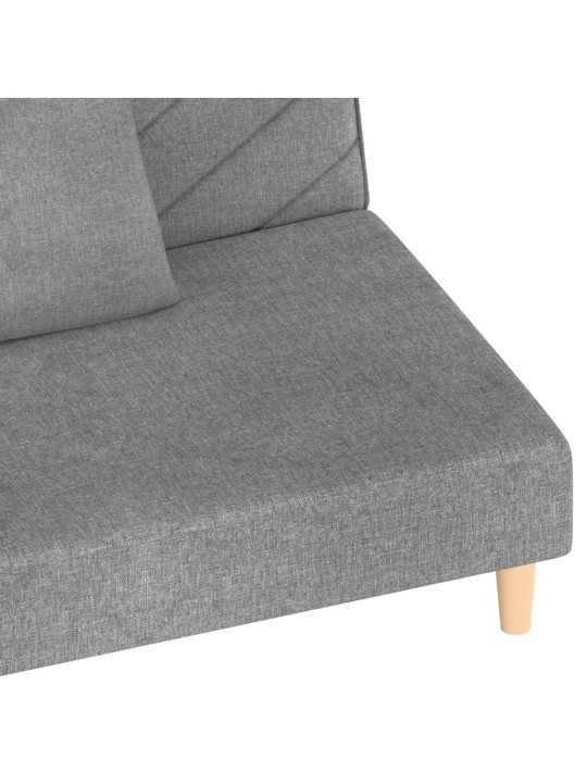 2místná rozkládací pohovka se 2 polštáři světle šedá textil