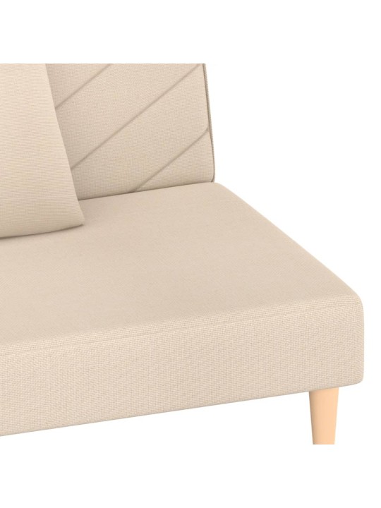 2místná rozkládací pohovka se 2 polštáři krémová textil
