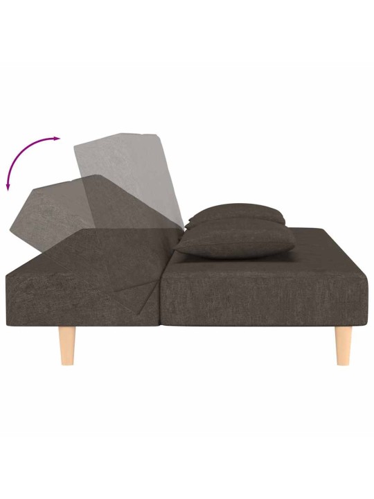 2místná rozkládací pohovka se 2 polštáři hnědá textil