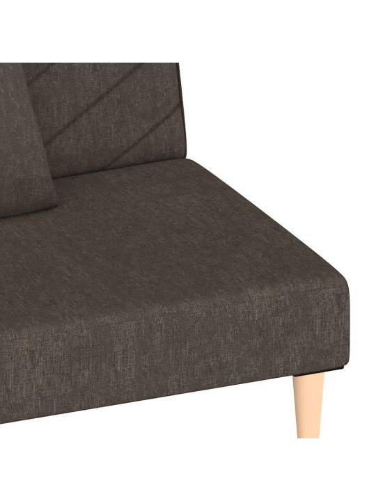 2místná rozkládací pohovka se 2 polštáři hnědá textil